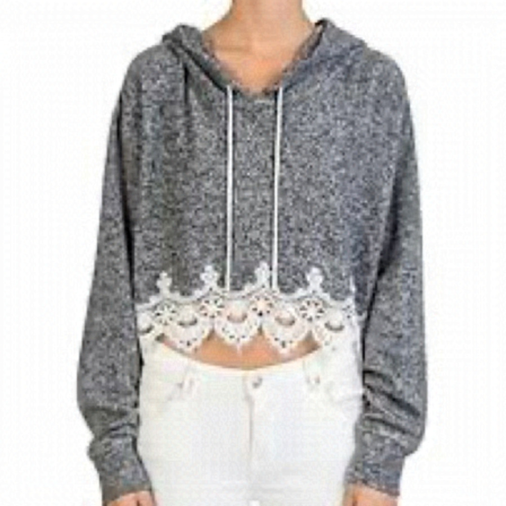 ⭐️the Kooples Women's Sweet Fleece Hooded Sweatshirt with Lace Details⭐️